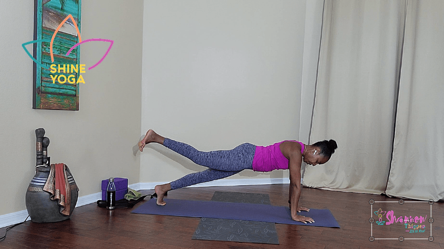 Shannon Thigpen, Tampa-based yoga instructor and fitness coach, displaying single leg plank